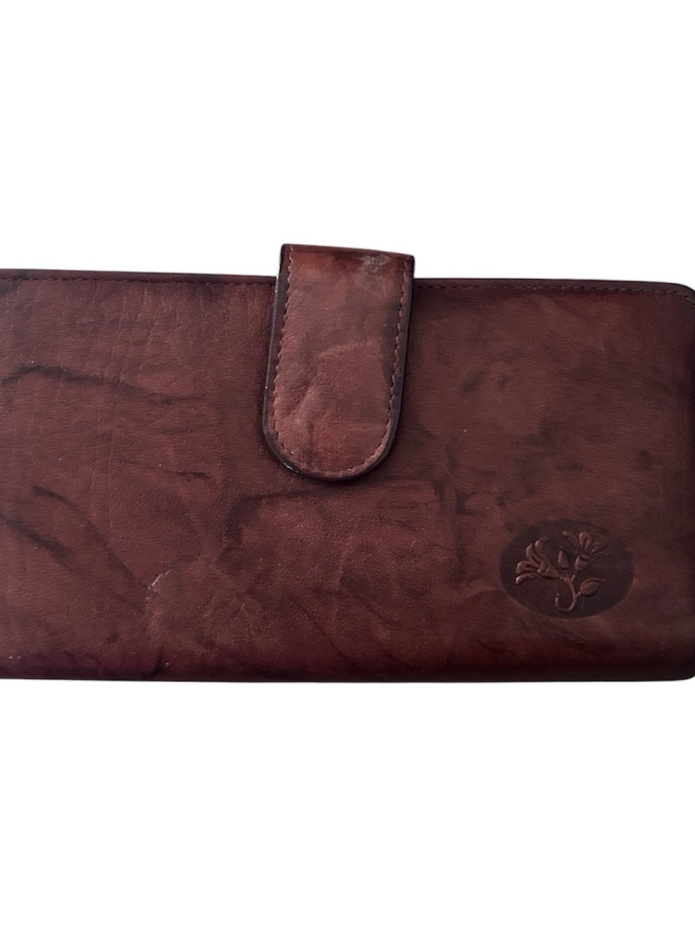 Buxton Brown Leather Wallet Clutch with Snap Tab